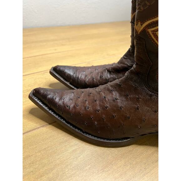 Los Altos Full Quill Ostrich Cowboy Boots Brown Western Leather Mens 7 EE Mexico main image 7